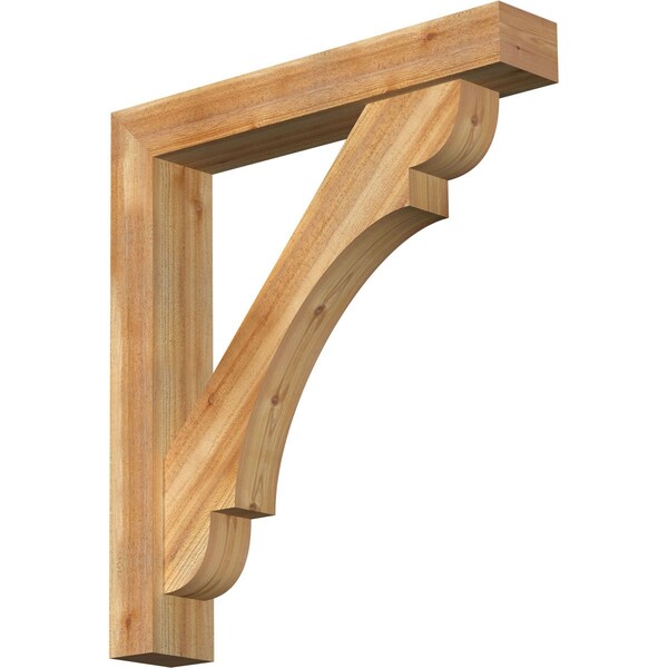 Ekena Millwork Olympic Block Rough Sawn Bracket w/ Offset Brace, Western Red Cedar, 6"W x 34"D x 38"H BKT0604X34X38OLY05RWR - main